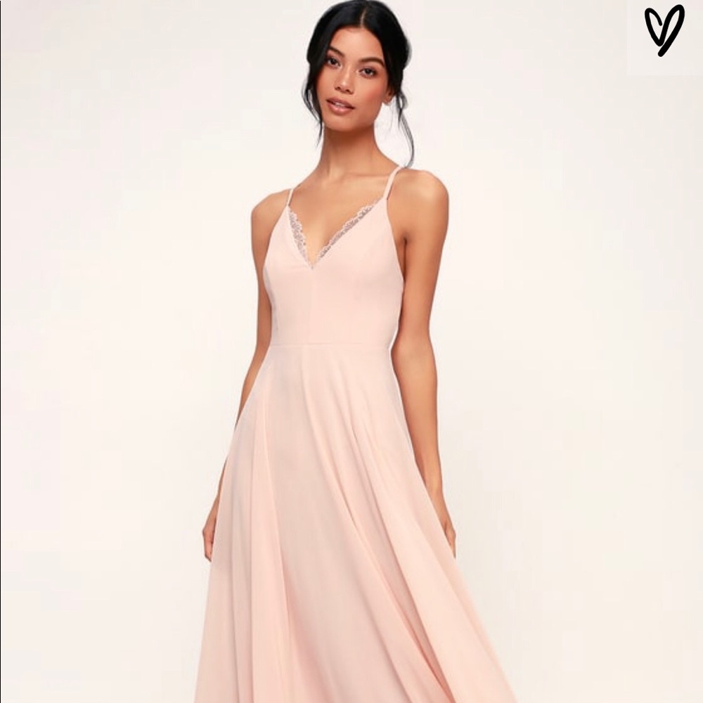 REMEMBER TONIGHT BLUSH PINK LACE-UP MAXI DRESS